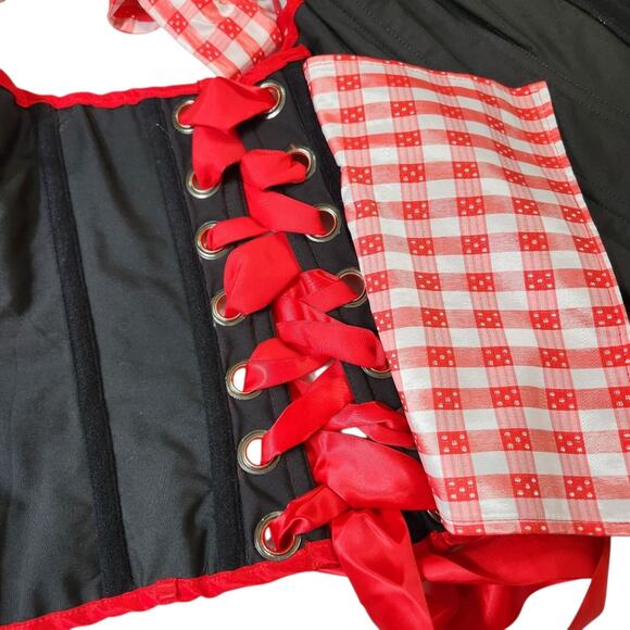 Living Dead Souls gingham halter corset top red & white size XL - Picture 6 of 11